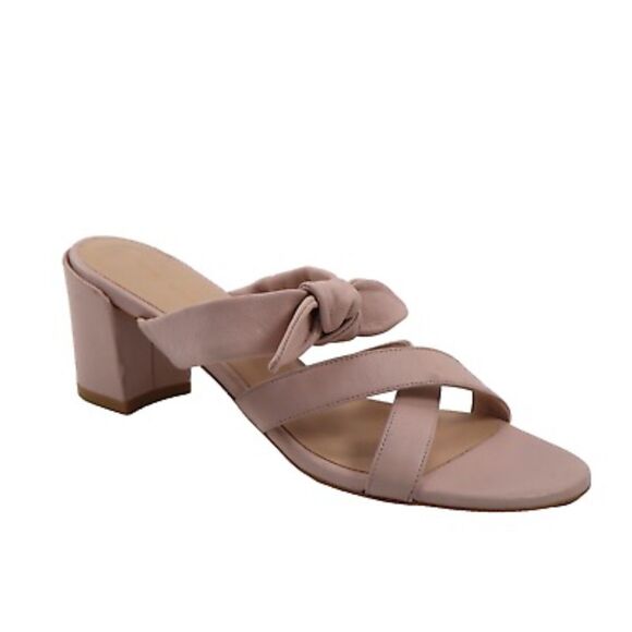 NIB Stuart Weitzman Criss Cross Bow Knot Block Heel Sandals in Dolce Pink Size 9 - Picture 1 of 14